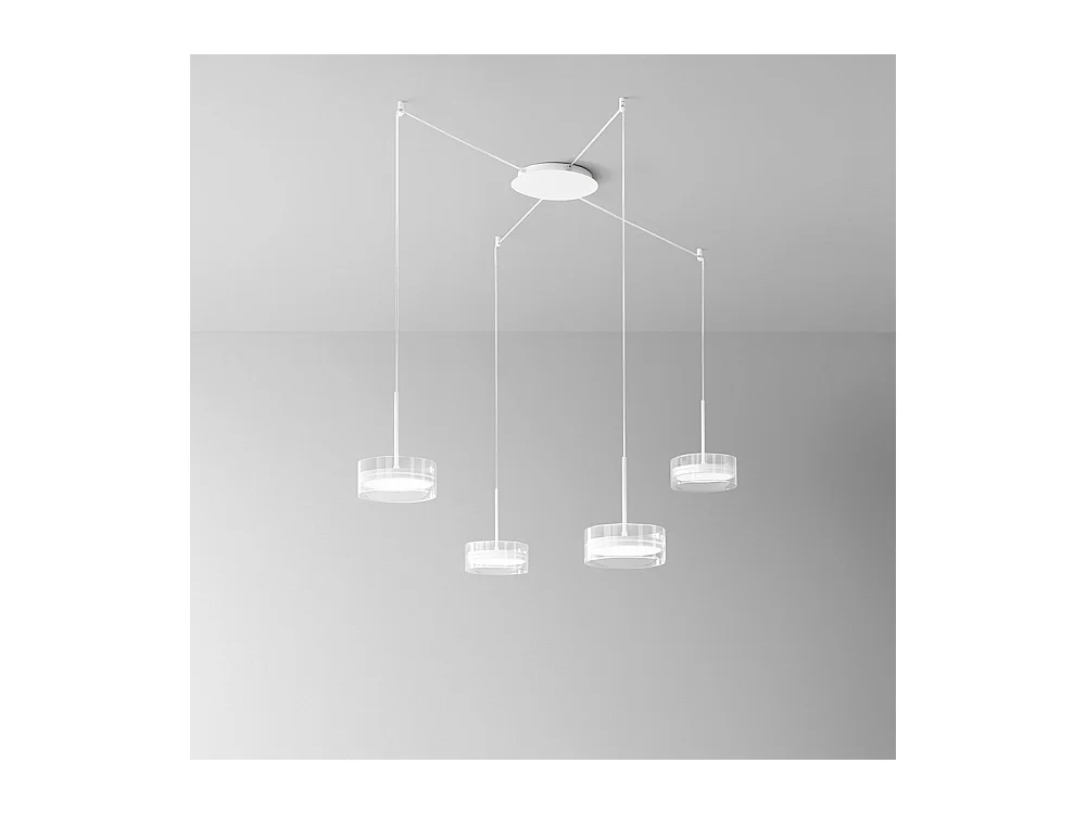 Lampadario A Sospensione Contemporaneo Aere Alluminio Bianco 4 Led Integrato 14W