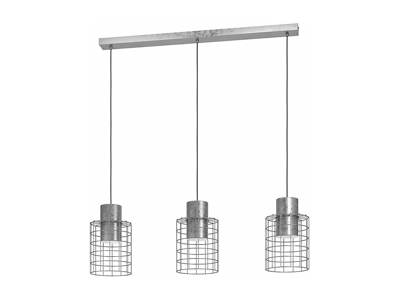 Lampadario Industrial Milligan 3 Luci Acciaio Grigio E Bianco