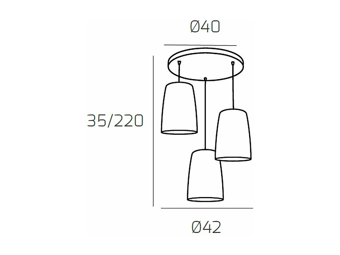 Sospensione Cromo Tonda 3 Luci (2 Ra + 1 Cr)
