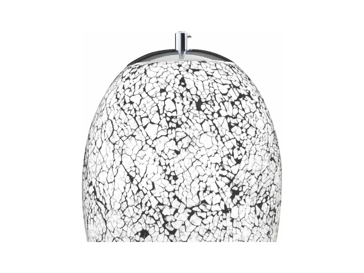 Searchlicht Crackle - 1 Licht Decke Anhänger Chrom, Weiß mit Mosaikglasschirm, E27