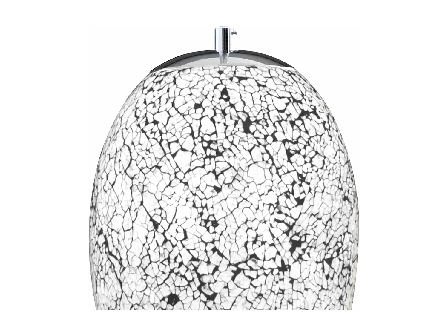 Searchlicht Crackle - 1 Licht Decke Anhänger Chrom, Weiß mit Mosaikglasschirm, E27