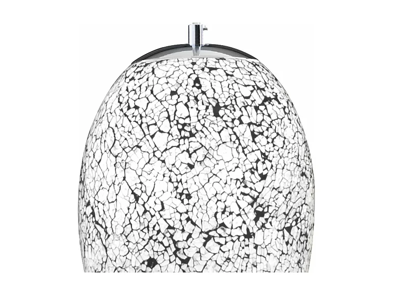 Searchlicht Crackle - 1 Licht Decke Anhänger Chrom, Weiß mit Mosaikglasschirm, E27