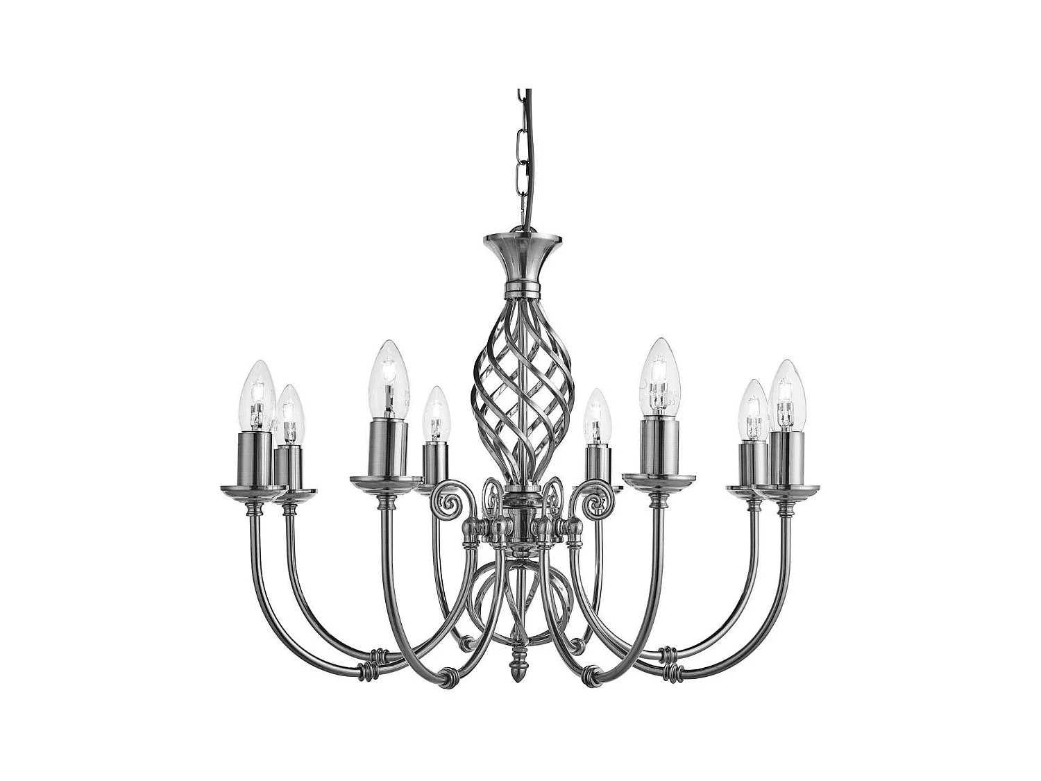 Searchlicht Zanzibar - 8 Leichter Kronleuchter Satin Silber Finish, E14