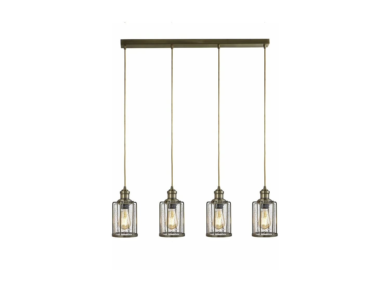 Lampadario Contemporaneo Tubi Acciaio Ottone Vetro 4 Luci E27