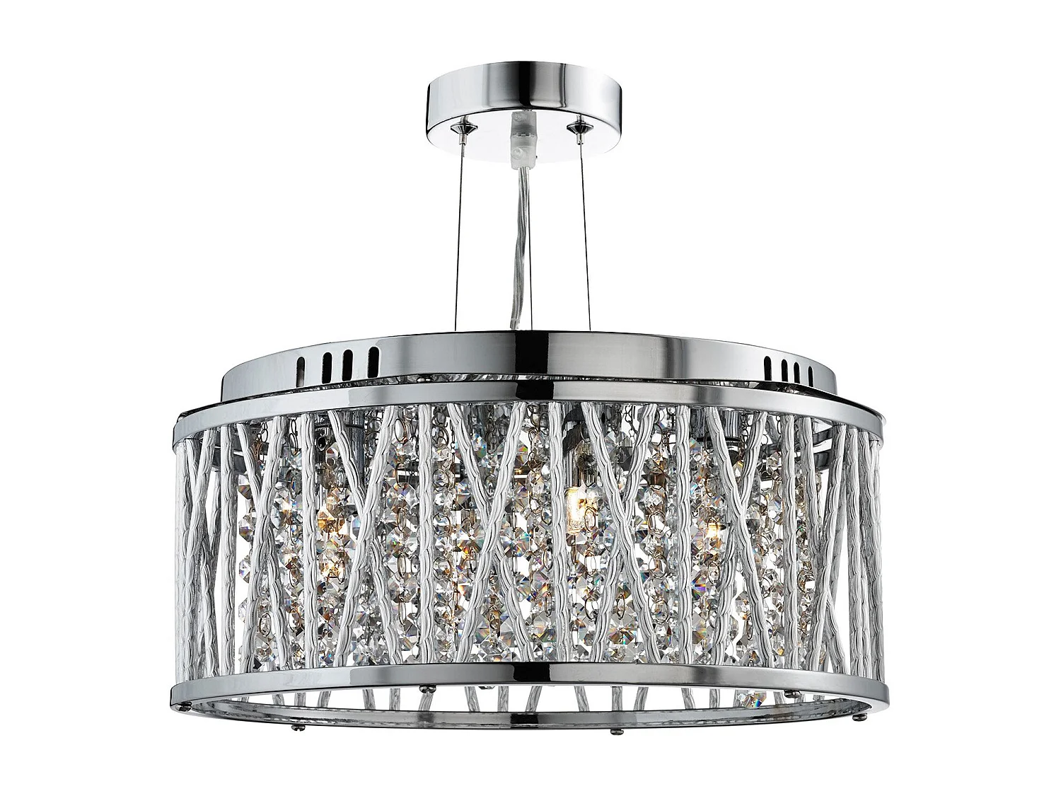 Lampadario Contemporaneo Elisa Acciaio Cromo Vetro 3 Luci G9