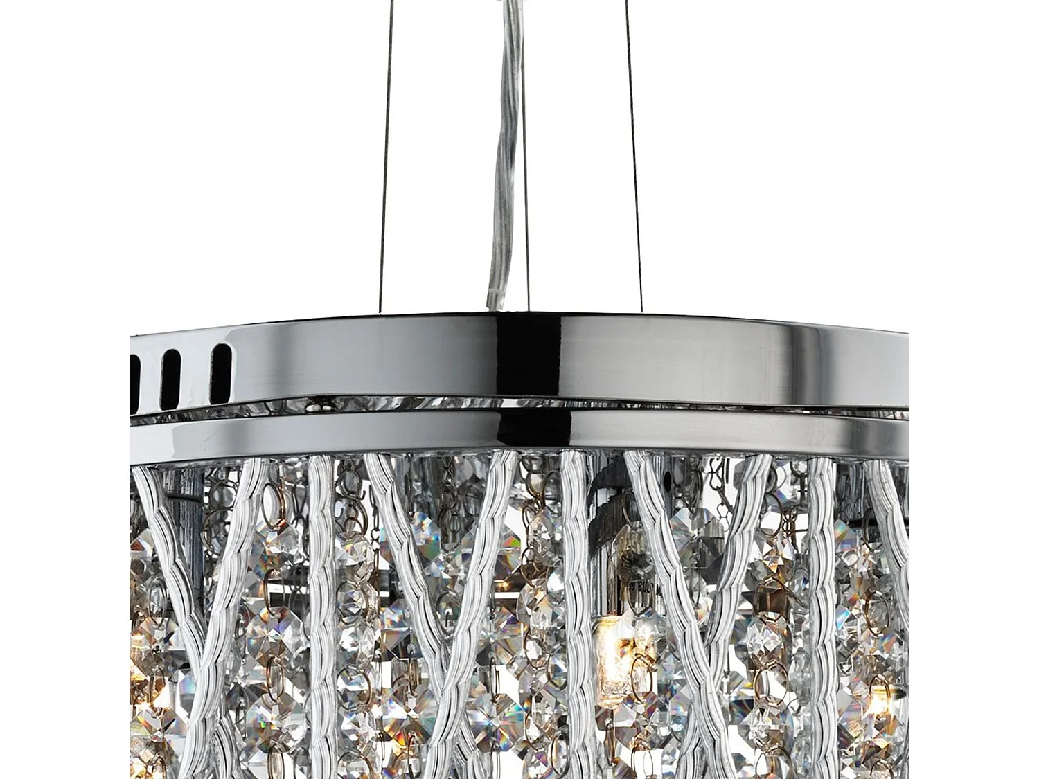 Lampadario Contemporaneo Elisa Acciaio Cromo Vetro 3 Luci G9