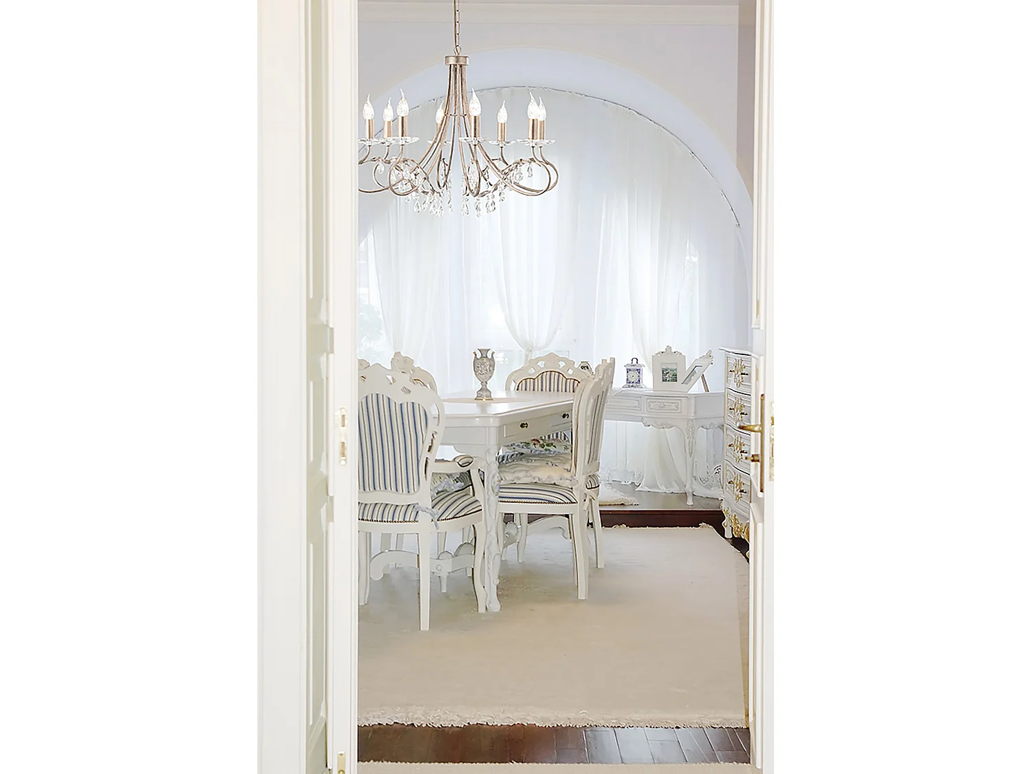 Elstead Christina 8 ljus ljuskrona silver, guldfinish, E14