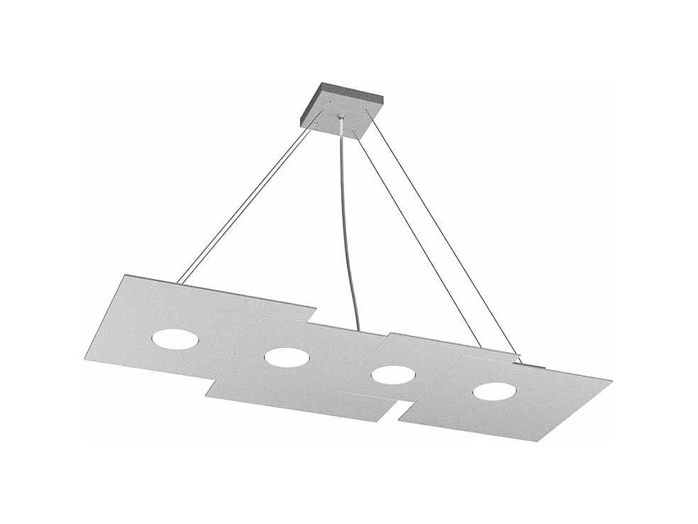 Sospensione Moderna Rettangolare Plate Metallo Grigio 4 Luci Gx53