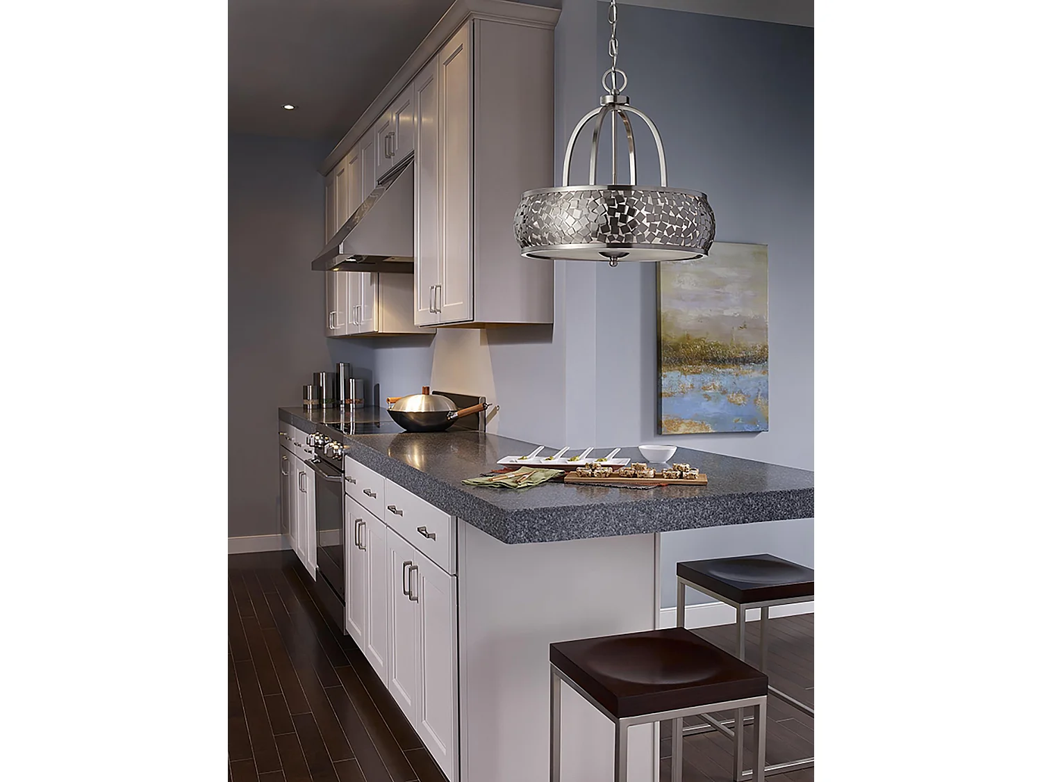 Lampadario Contemporaneo Zara Acciaio Acciaio Spazzolato Vetro 4 Luci E27