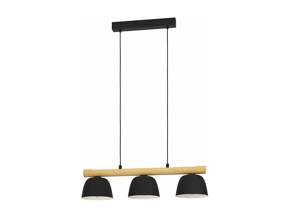 Lampadario Moderno Sherburn 3 Luci Metallo Nero E Marrone