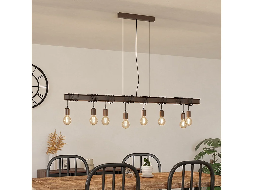 Lampadario Industrial Townshend 4 8 Luci Acciaio Marrone E Ner Invecchiato