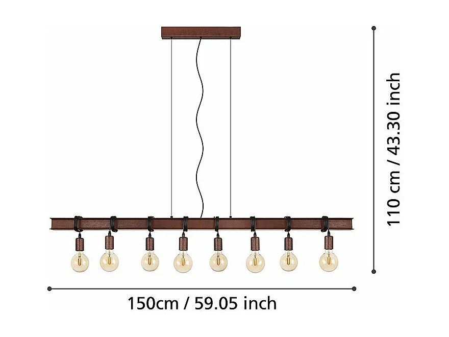 Lampadario Industrial Townshend 4 8 Luci Acciaio Marrone E Ner Invecchiato