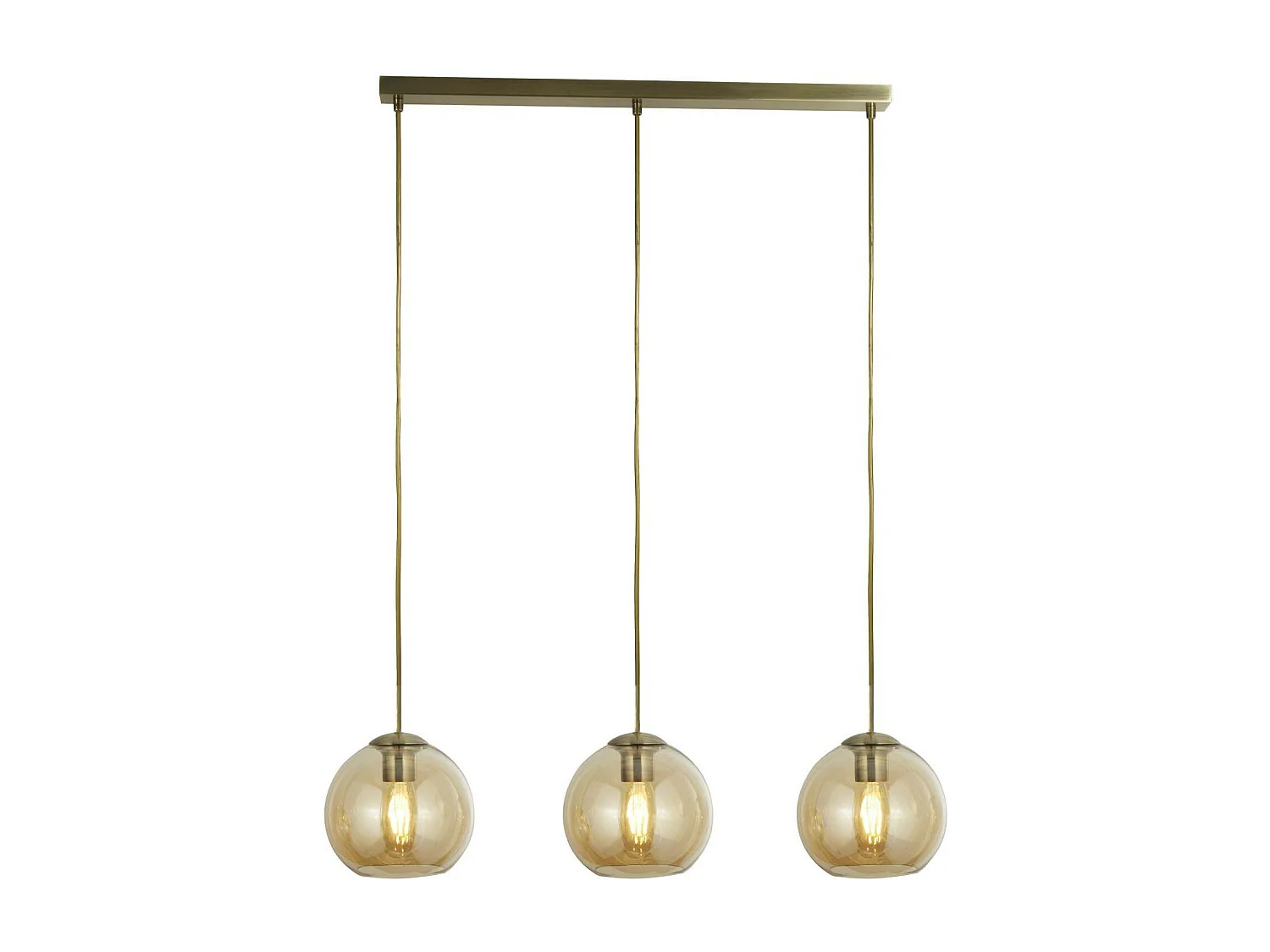 Searchlicht - 3 Licht Anhänger Bar Antik Messing, Bernstein, E27