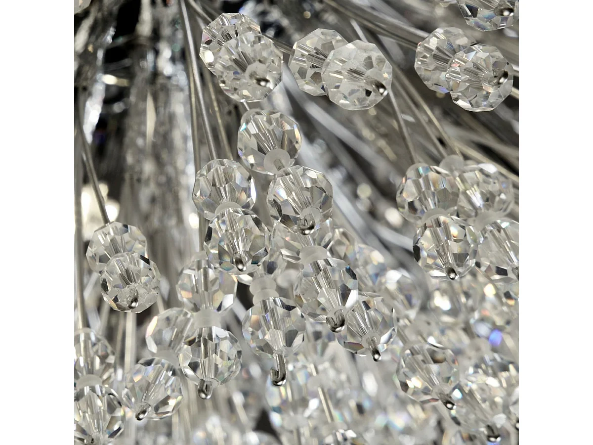 Searchlight Sunburst Colgante de 7 luces cromado, cuentas de cristal