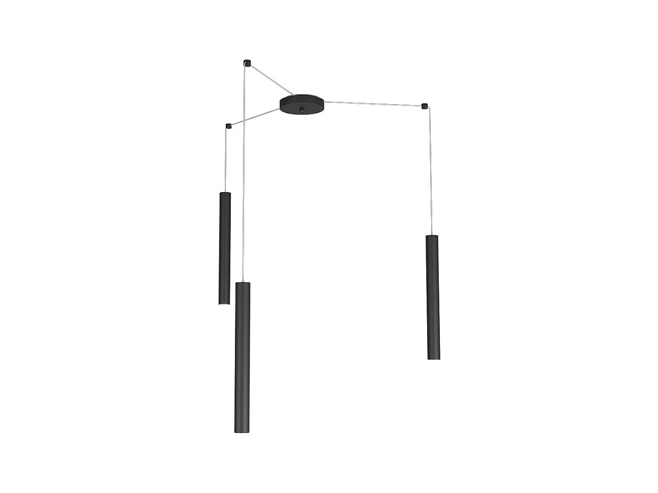 Sospensione Moderna Round Tube Metallo Nero 3 Luci Gu10