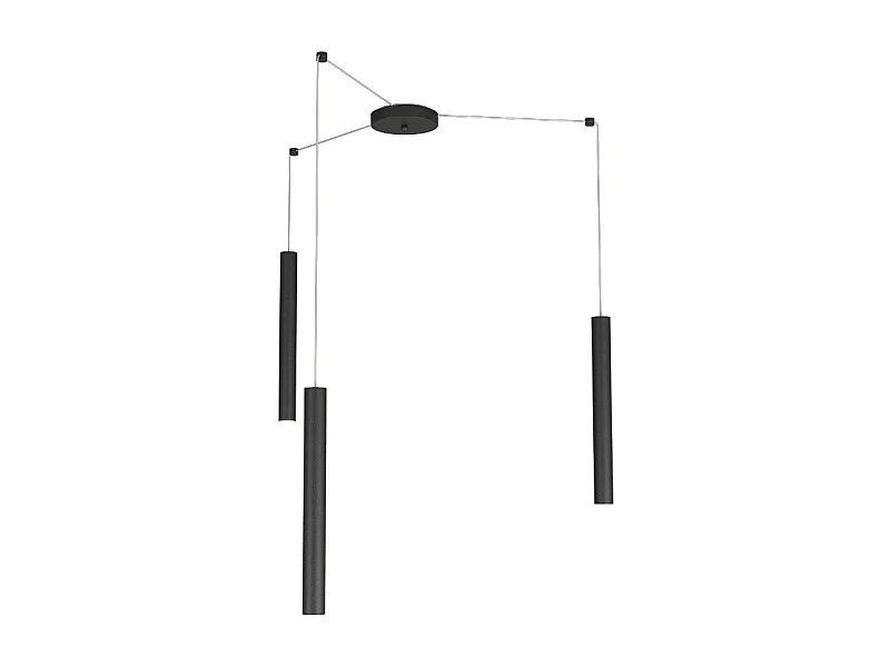Round Tube Sospensione 3 Luci Nero Cavo Cm.250 Con Base