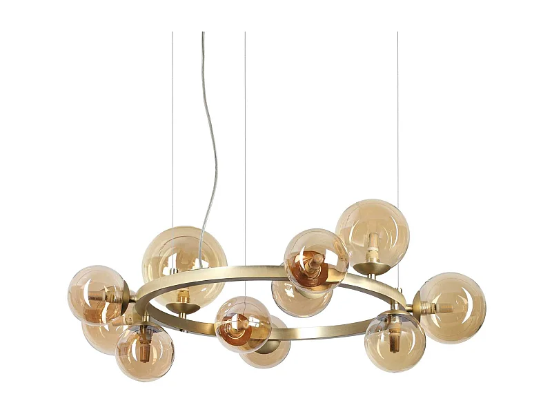 Ideal Lux PERLAGE Lámpara de techo colgante con forma de globo, 11 luces, latón