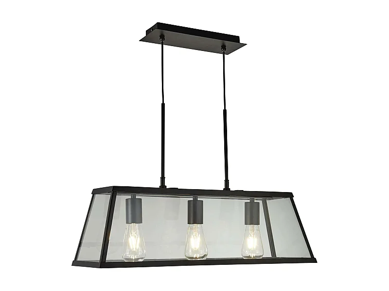 Searchlicht Voyager - 3 licht Ceiling Pendant Bar Schwarz, Klar, E27