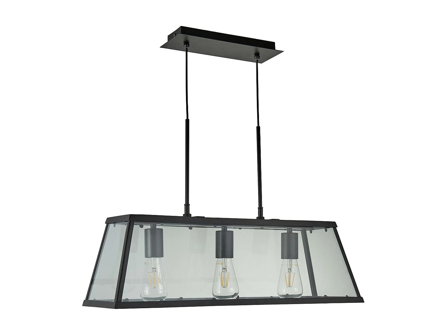 Searchlicht Voyager - 3 licht Ceiling Pendant Bar Schwarz, Klar, E27