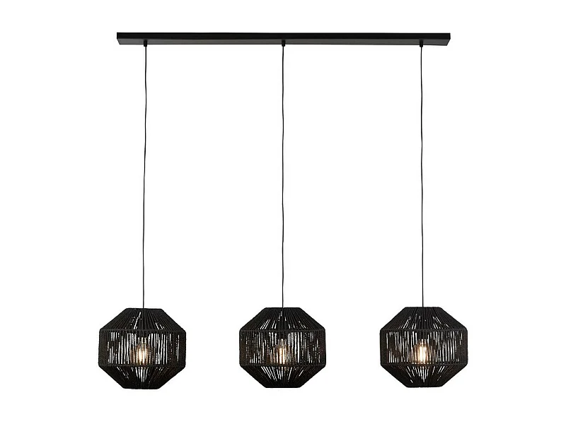 Searchlicht Wicker 3 licht Bar Schwarzer Anhänger