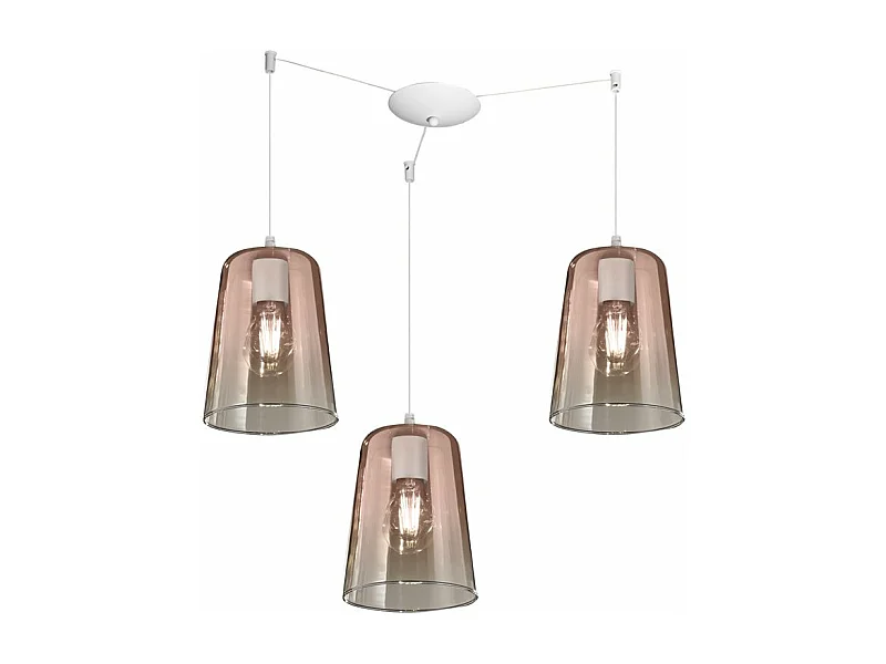 Sospensione Bianco Spostabile 3 Luci Rame