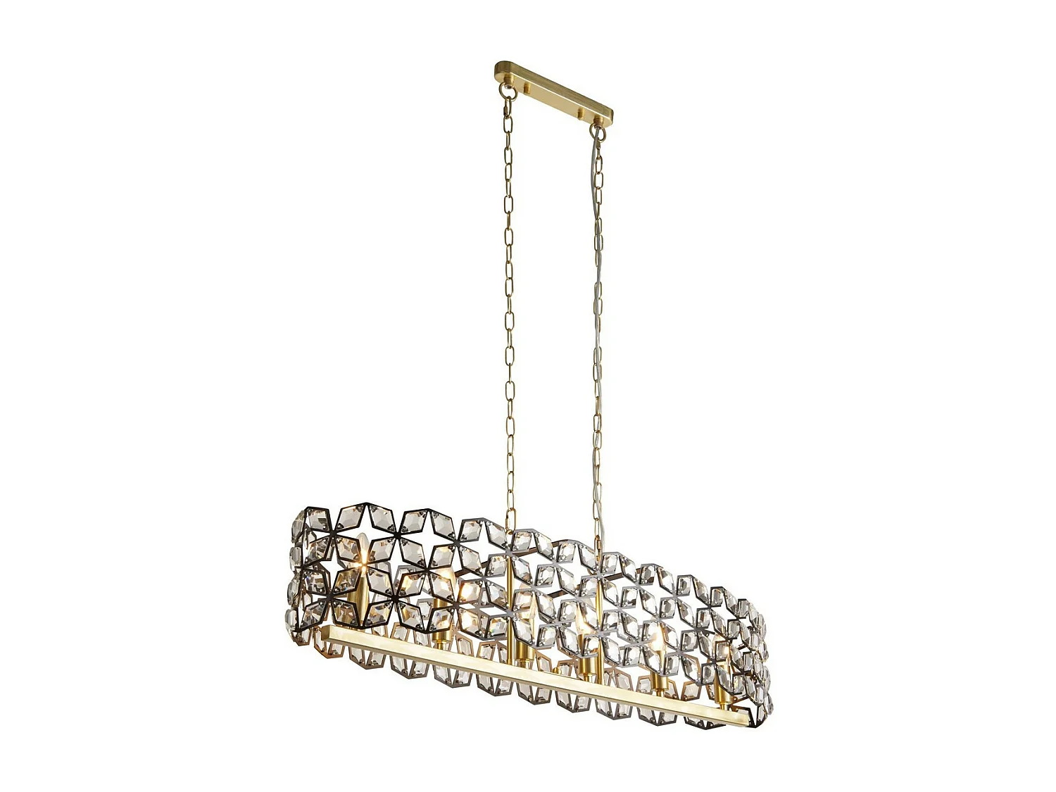 Searchlight Iris Lampadario a 6 luci Nero, Cristallo, Ottone