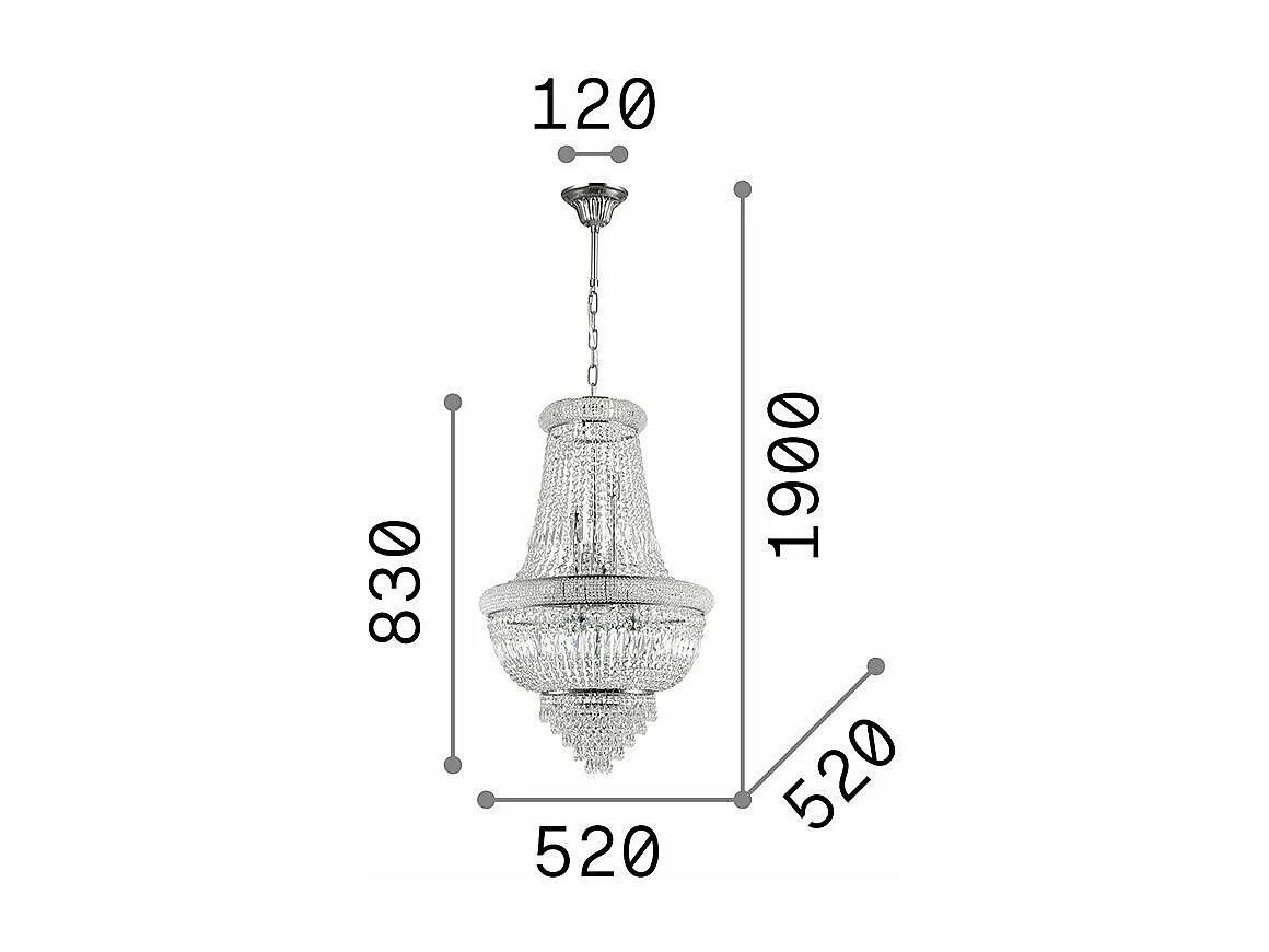 Ideal Lux Dubai Luminaire suspendu en laiton, E14