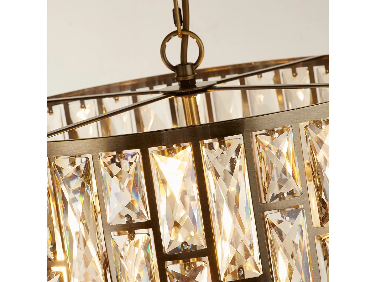 Searchlight Bijou Luminaire suspendu à 5 lumières, laiton antique, verre à champagne