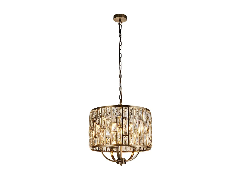 Lampadario Classico Gioiello Acciaio Ottone Vetro 5 Luci E14