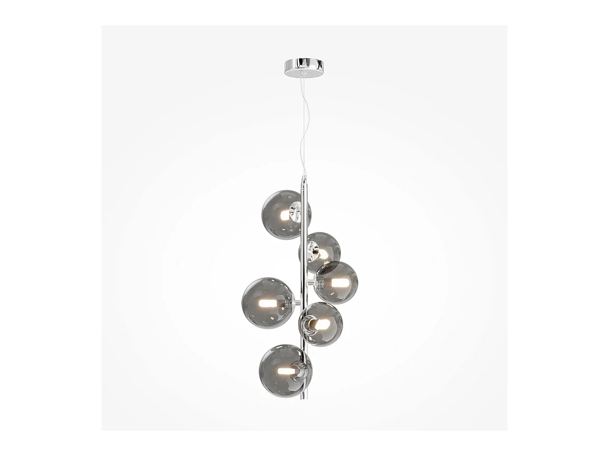 Maytoni Dallas Plafonnier suspendu moderne à 6 lumières, chrome, abat-jour fumé, G9