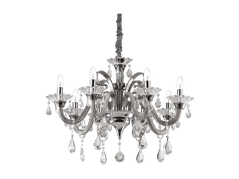 Ideal Lux Colossal - Lampadario a 8 luci in vetro trasparente, E14