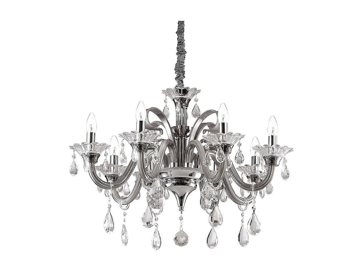 Ideal Lux Colossal Lustre à 8 ampoules en verre transparent, E14