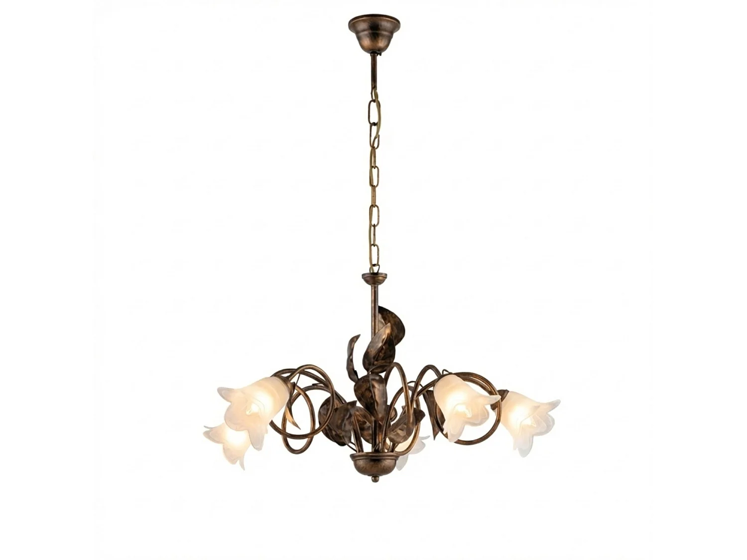 Lampadario Arte Povera Limone 5 Luci Marrone e Bianco LuceArt Classic