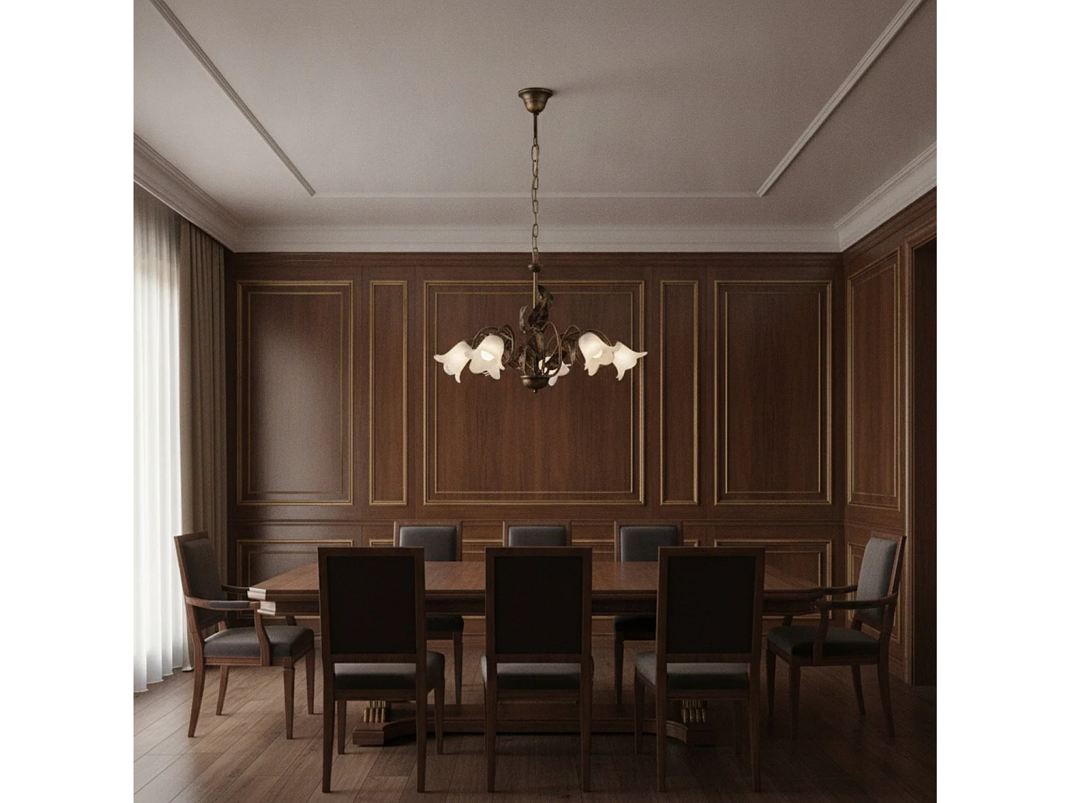 Lampadario Arte Povera Limone 5 Luci Marrone e Bianco LuceArt Classic