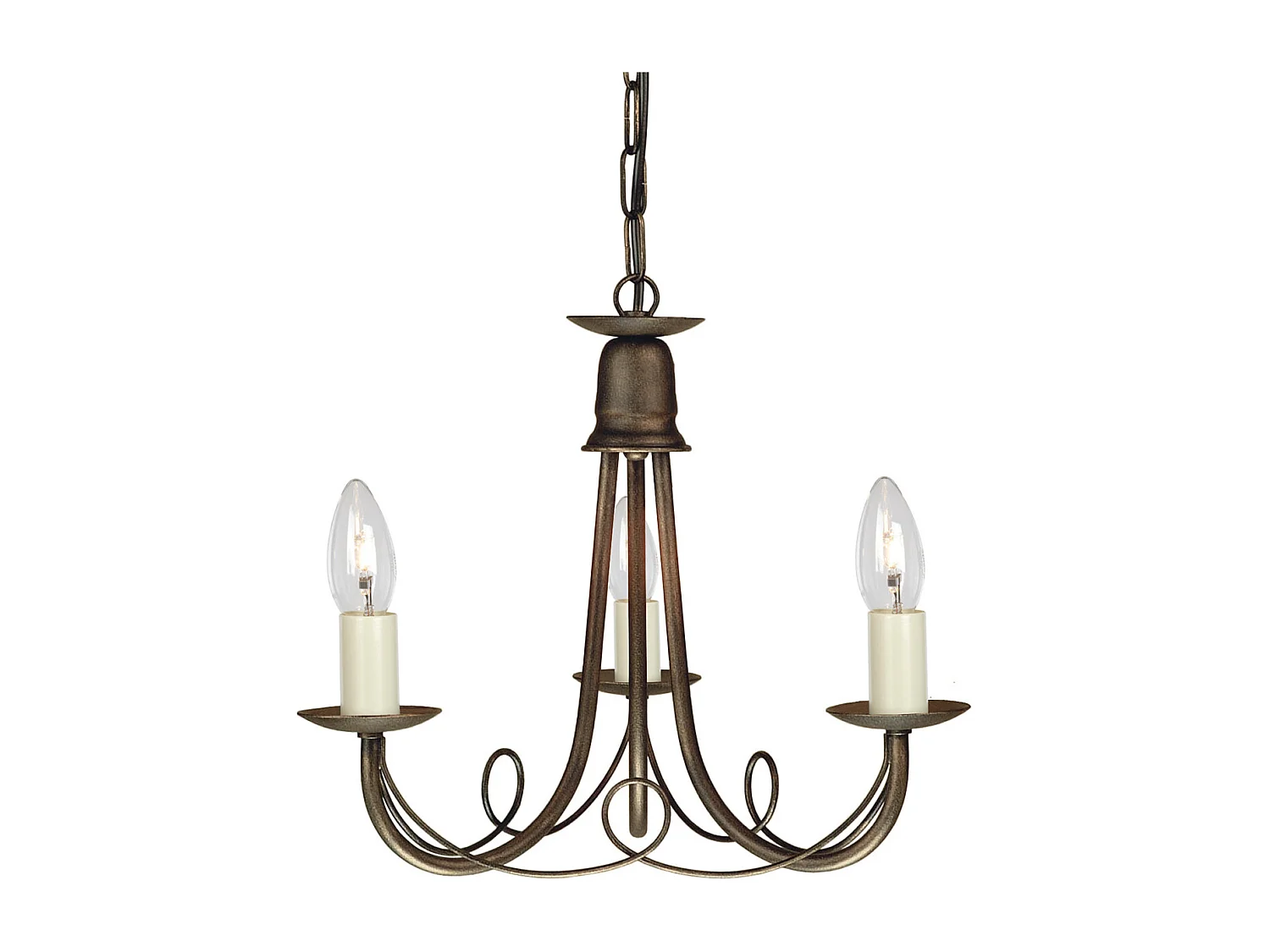 Elstead Minster - Multi Arm Kronleuchter 3 Hellschwarz, Gold Finish, E14