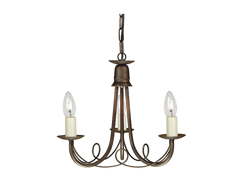 Elstead Minster - Multi Arm Kronleuchter 3 Hellschwarz, Gold Finish, E14