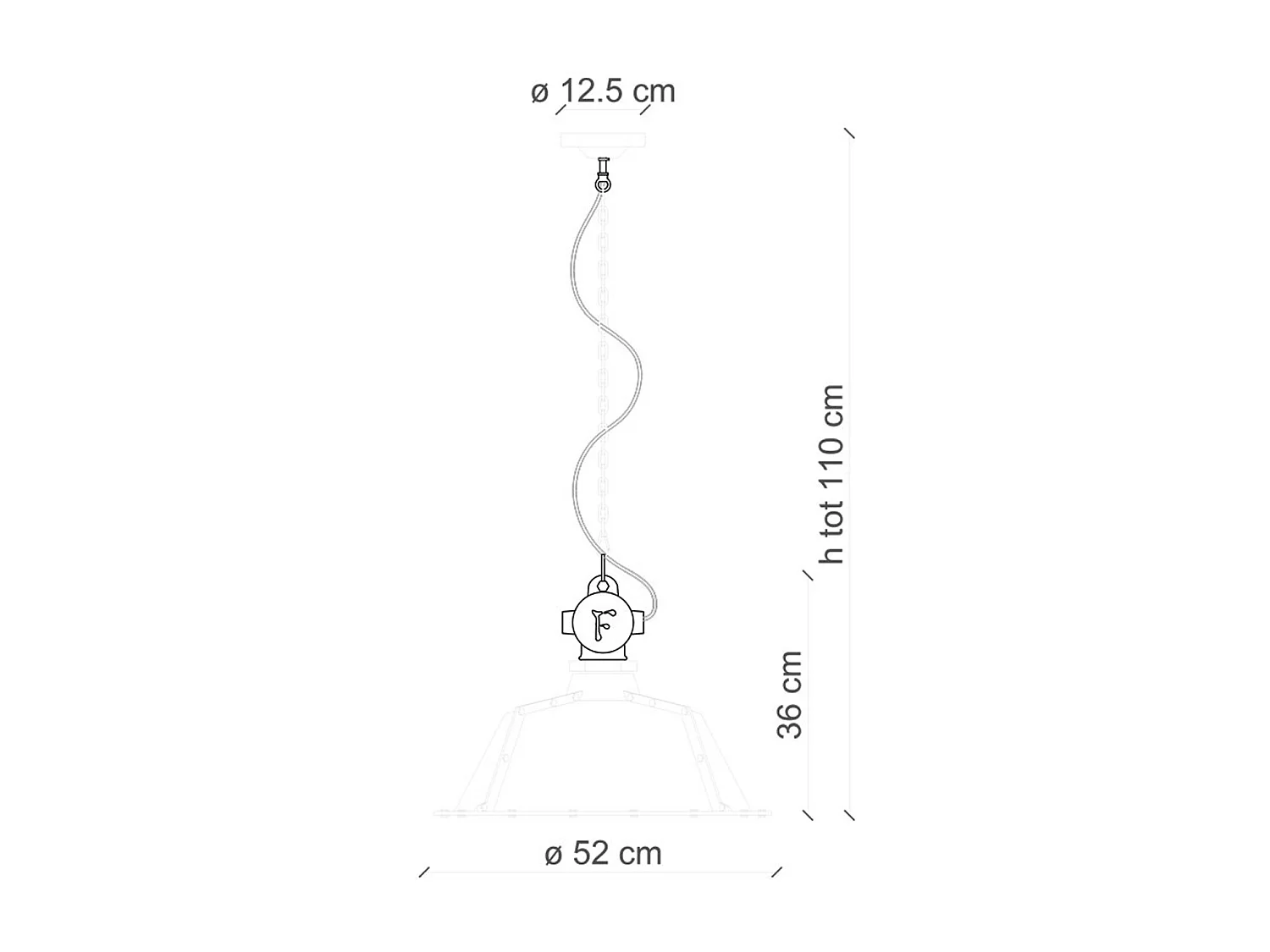 Lampadario Industrial Ferro E Ceramica Vintage Giallo 1 Luce E27 52Cm