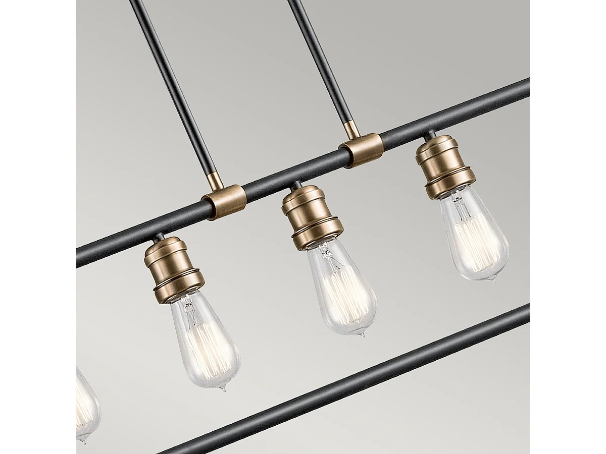 Elstead Imahn - 5 Licht Decke Kronleuchter Anhänger Bar Hellschwarz, Naturmessing, E27