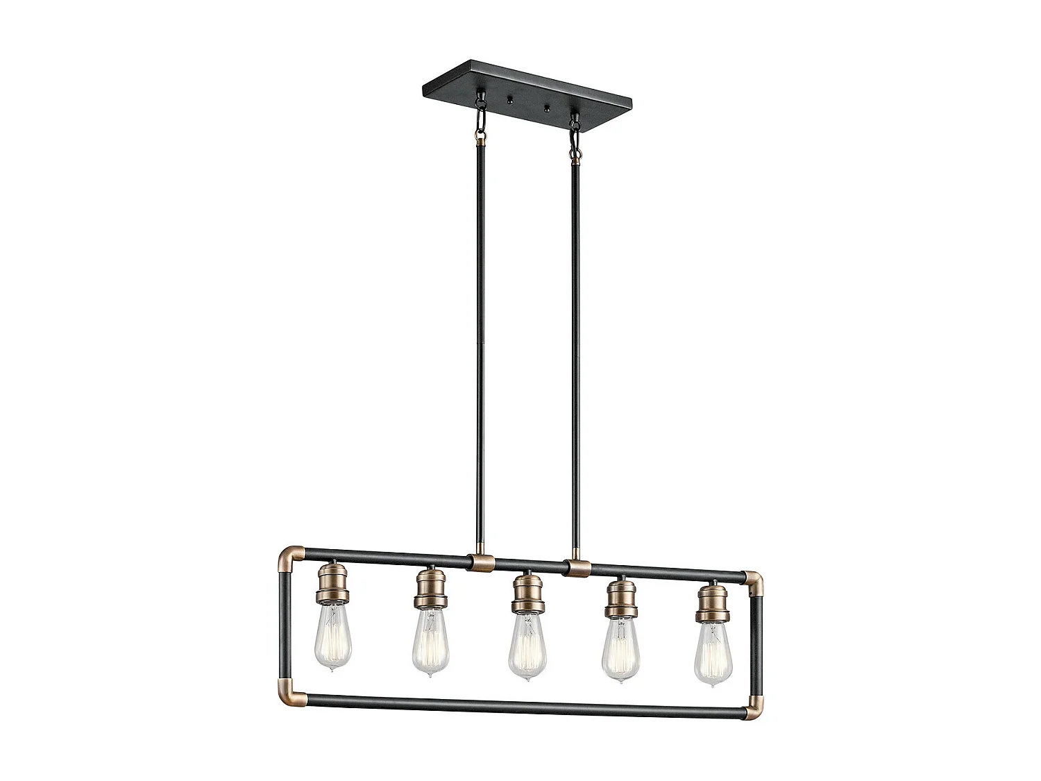 Elstead Imahn Lustre suspendu à 5 ampoules au plafond, noir, laiton naturel, E27