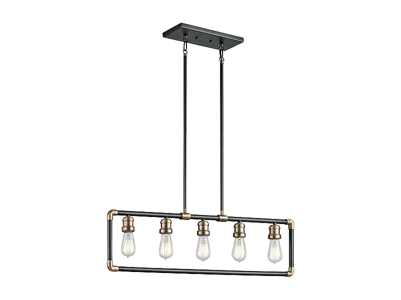 Elstead Imahn - 5 Licht Decke Kronleuchter Anhänger Bar Hellschwarz, Naturmessing, E27