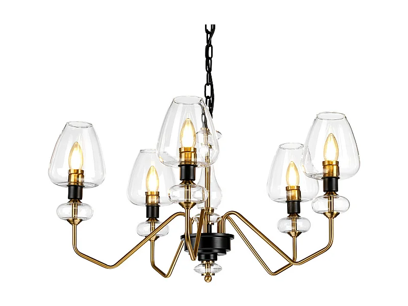 Armand 5-Licht-Kronleuchter, gealtertes Messing, Glasschirm