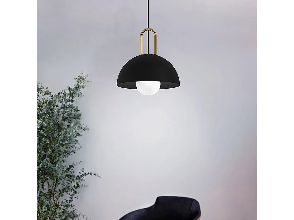 Lampadario Industrial Calmanera 1 Luce Acciaio Nero E Ottone