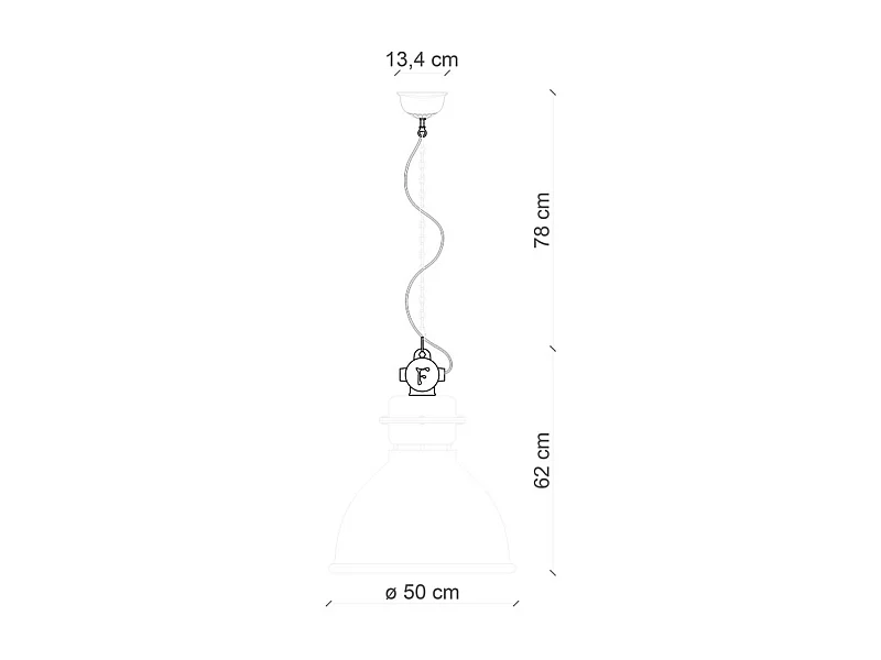 Lampadario Industrial Ferro E Ceramica Vintage Nero 1 Luce E27 50Cm