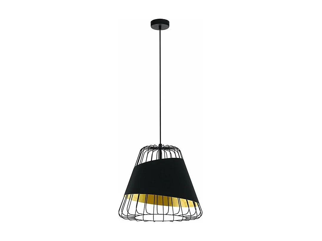 Lampadario Industrial Austell 1 Luce Acciaio Nero E Oro