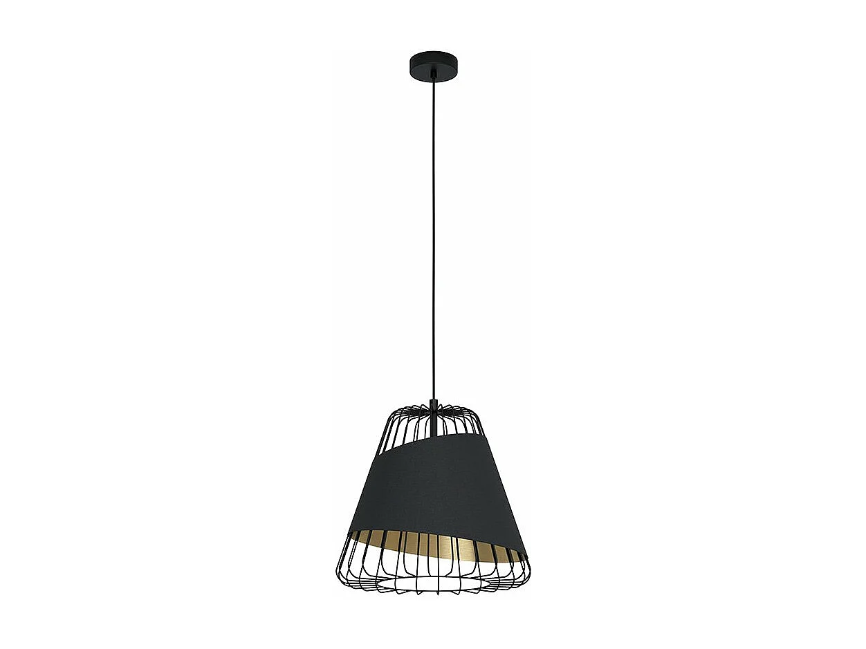 Lampadario Industrial Austell 1 Luce Acciaio Nero E Oro