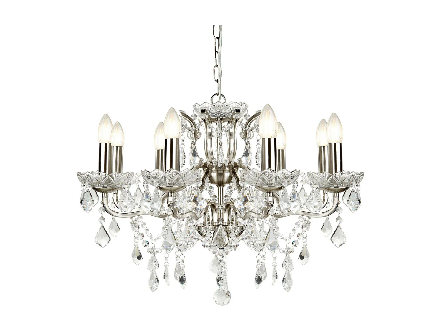 Searchlicht Paris - 8 Leichter Kronleuchter Satin Silber Finish, E14