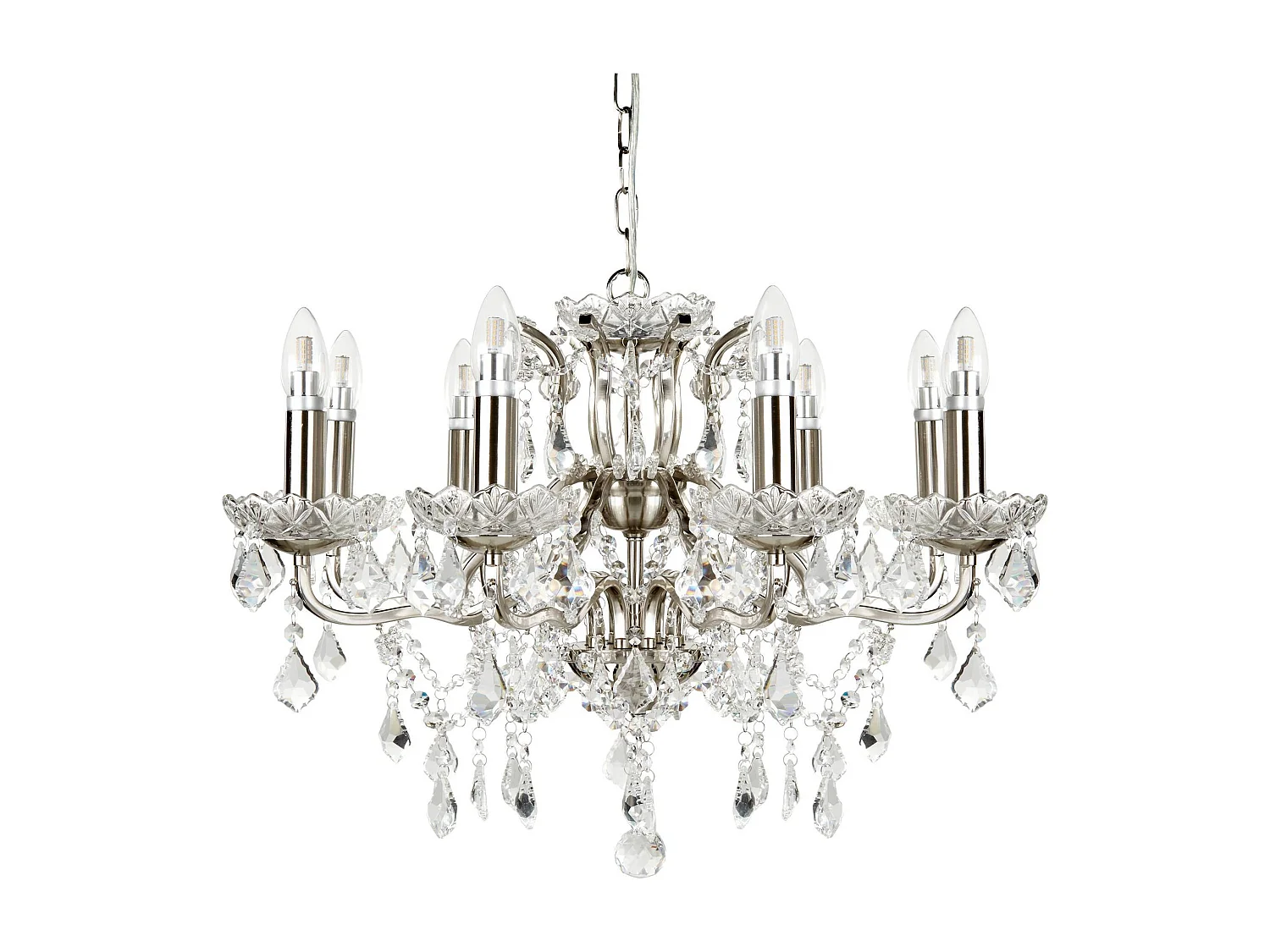 Searchlicht Paris - 8 Leichter Kronleuchter Satin Silber Finish, E14