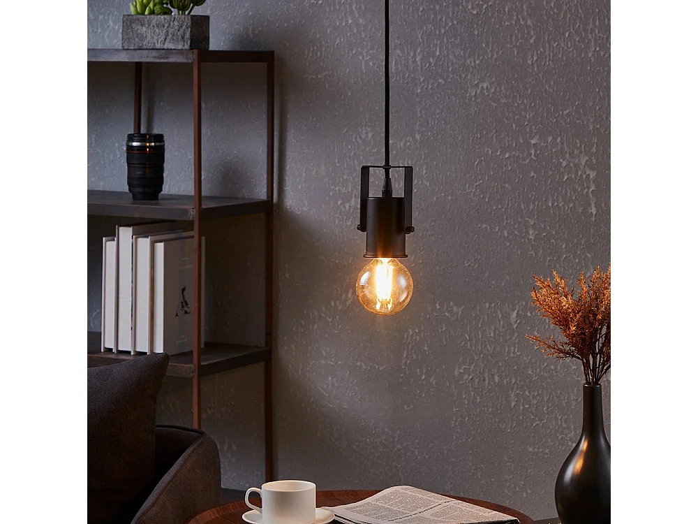 Lampadario Industrial Calari 1 Luce Acciaio Nero