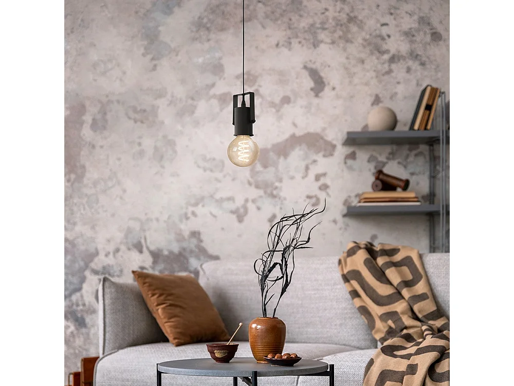 Lampadario Industrial Calari 1 Luce Acciaio Nero