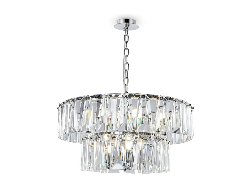 Maytoni Puntes Moderne Puntes 2-Tier-12-Licht-Chrom-Pendel-Deckenleuchte